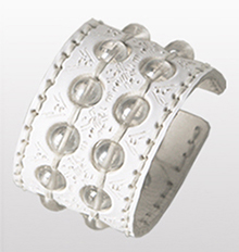 bracciale cuoio bianco perle trasparenti