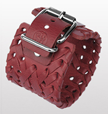 bracciale cuoio bordeaux fibbia a rullo