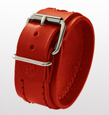 bracciale a fascia in cuoio rosso