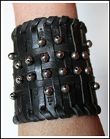 leather cuff steel beads
